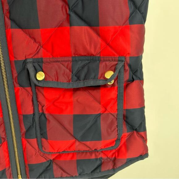 J. Crew Red & Blue Buffalo Plaid Down Filled Quilted Puffer Vest Size Small - Picture 4 of 9